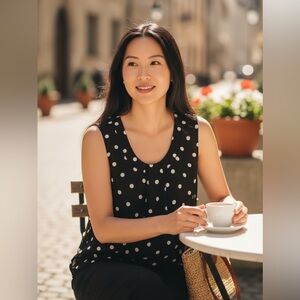 Ann Taylor LOFT Polka Dot Blouse Size Medium